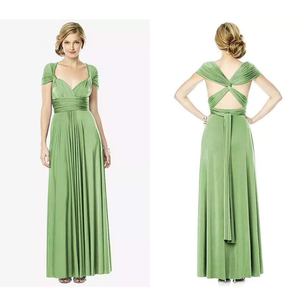 Dessy Collection Twist Wrap Convertible Maxi Dress in Apple Slice